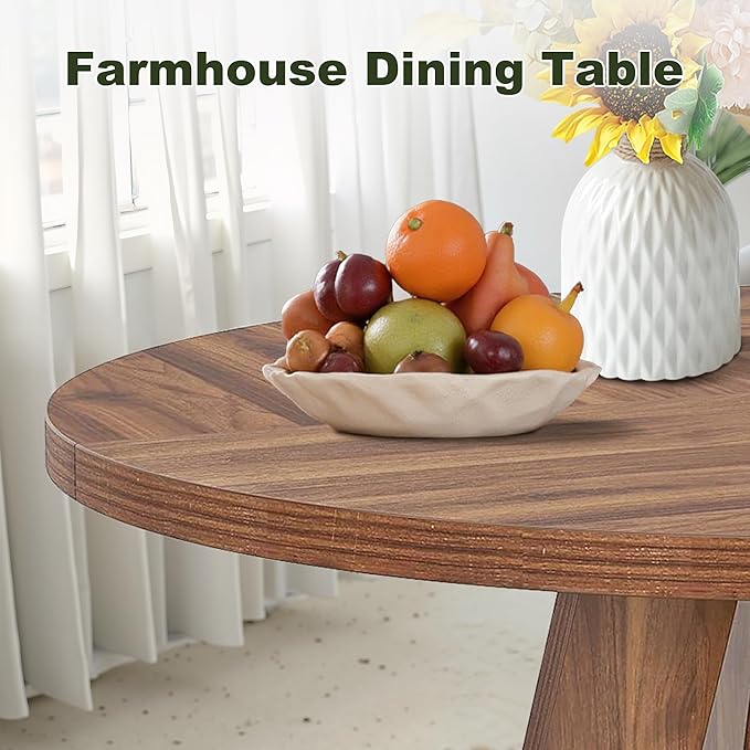 NicBex 47 Inch Round Dining Table, Wooden Dinner Table - Image 6