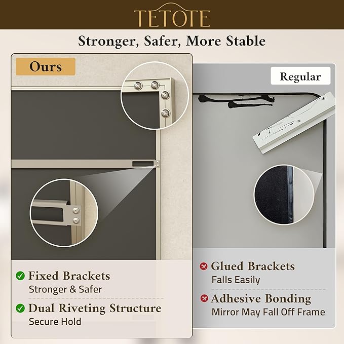 TETOTE Brushed Nickel Mirror for Bathroom Sink 24" x 32" Beveled Frame Brushed - Image 3
