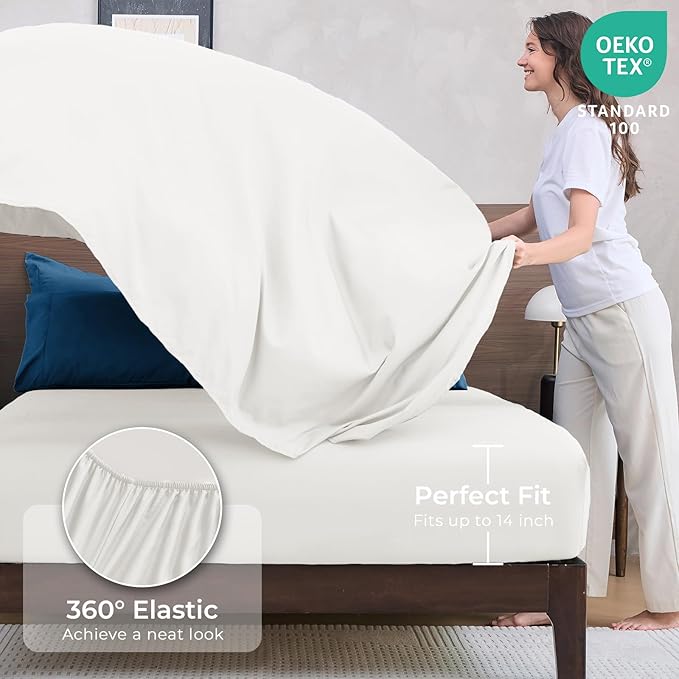HEVUMYI Teal Blue & Ivory Queen Comforter Set - Image 5