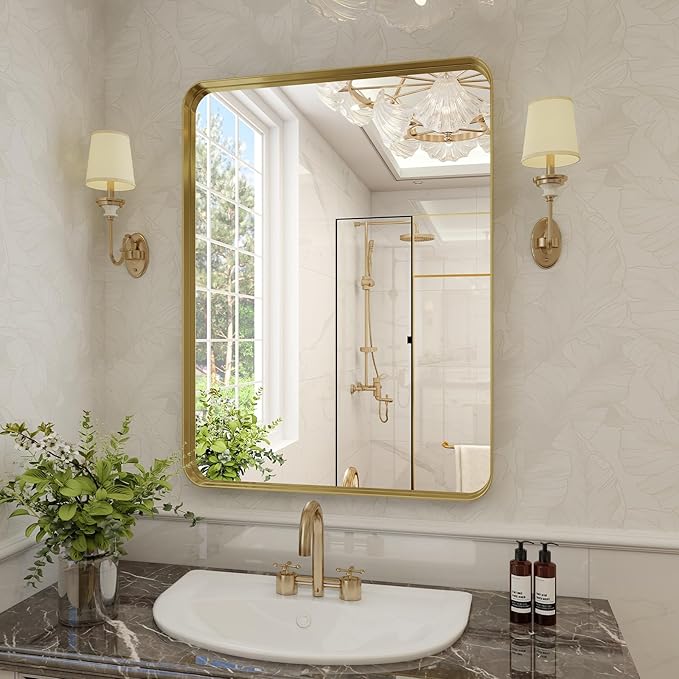 Bathroom Mirror 20x30 inch, Modern Round Corner Bathroom Vanity Mirror - Image 7