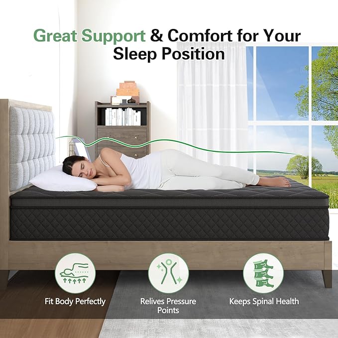 Full Mattress, Hybrid Mattresses 10 Inch Euro Top Medium Firm - Image 5