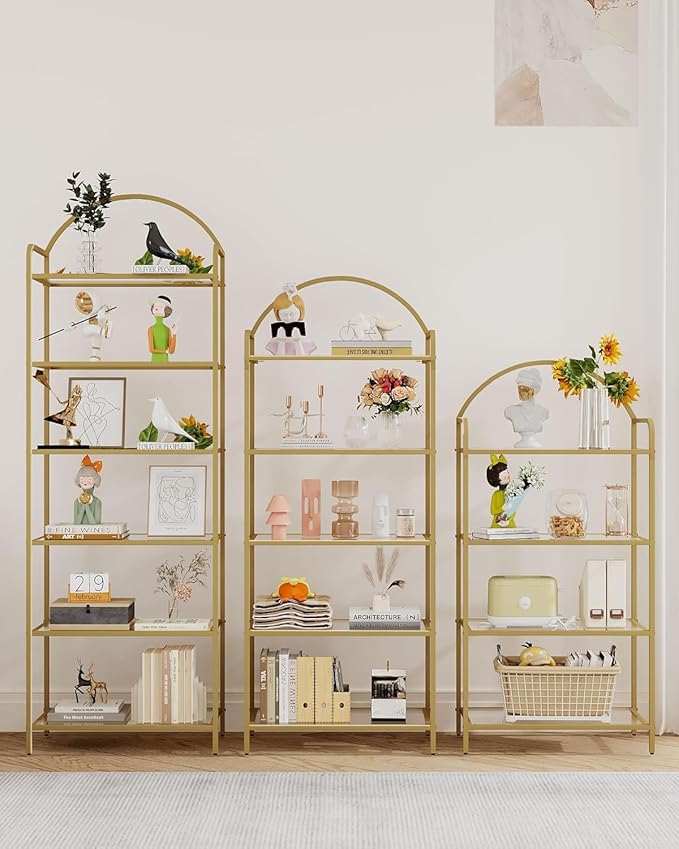 Bookcase Bookshelf, Tempered Glass Bookshelves, Slim Shelving Unit - Image 7