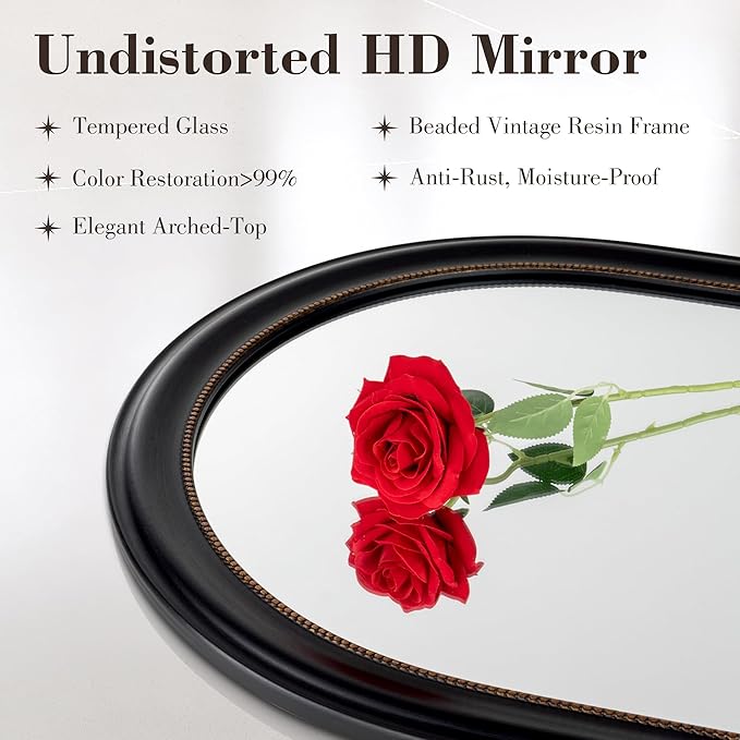 Axeman 32x48 Arched Wall Mirror, Decorative Bathroom Mirror, Traditional - Image 3