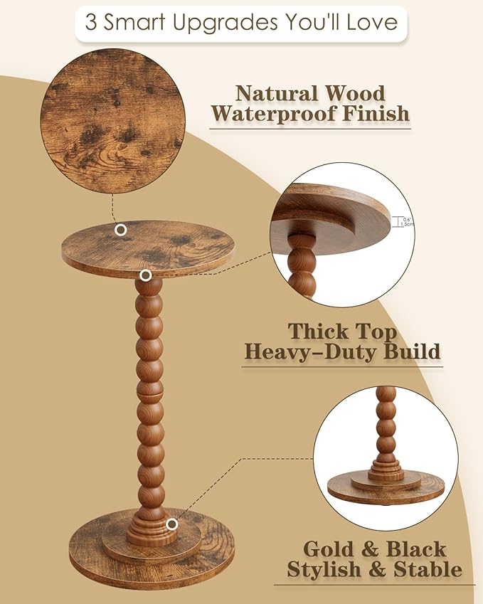Masupu Round Side Table, Small End Table - Image 4