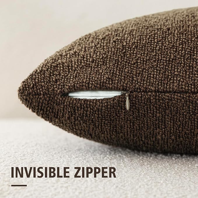 Foindtower Pack of 2 Textured Boucle Throw Pillow Covers Accent Solid - Image 2