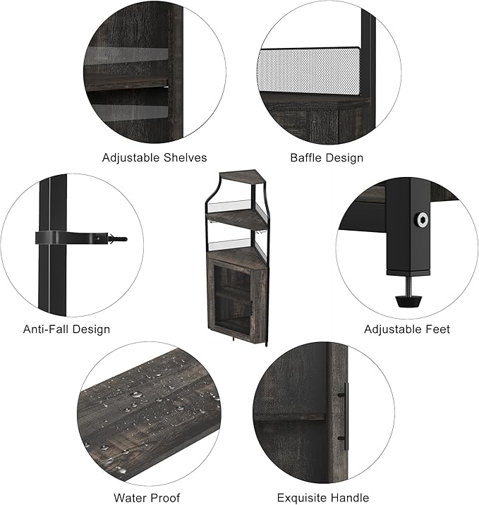 GarveeHome Corner Wine Bar Rack Cabinet - Image 6