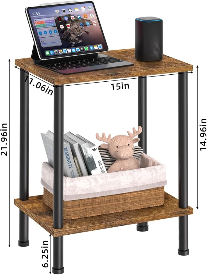 End Table, Small Side Table, 2-Tier Nightstand - Image 3
