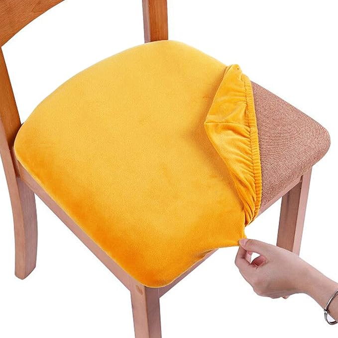 Smiry Velvet Seat Covers for Dining Room Chair Set of 6, Stretch Fit Removable by Smiry