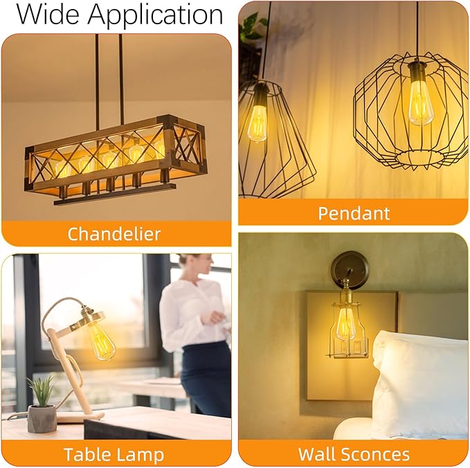 LED Edison Bulbs Dimmable, E26 Bulb 60 watt Equivalent, Soft White 2700K - Image 7