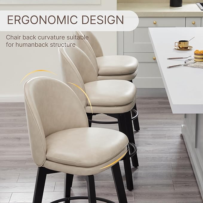 Counter Height Barstools 26 inch Upholstered Swivel Bar Stools - Image 5