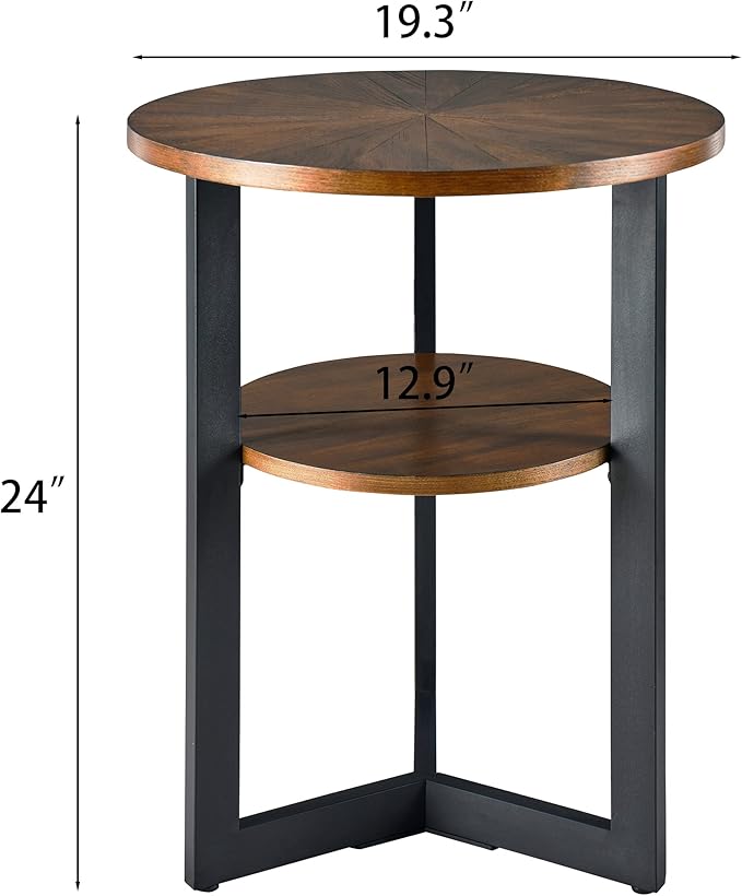 LEEMTORIG Round Side Table, 2-Tier End Table Nightstand - Image 2