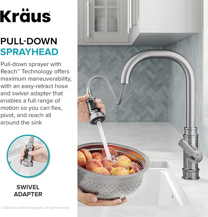 KRAUS Allyn Transitional Industrial Pull-Down Single Handle Kitchen Faucet in - Image 7