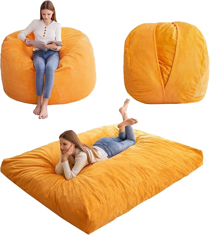Giant Bean Bag Chair Bed for Adults, Convertible Beanbag Folds from Lazy Chair by HIGOGOGO