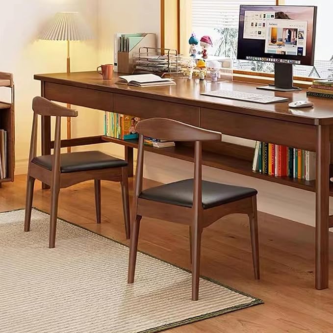 Solid Wood Dining Chairs Set of 2, Mid Century Dining Chairs, Upholstered PU - Image 2