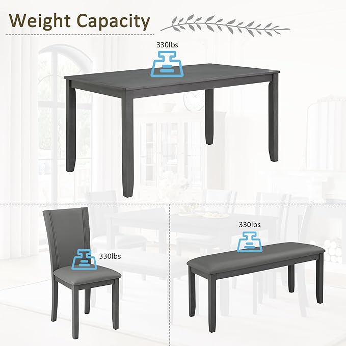 soges 6-Piece Large Dining Table Set - Image 5