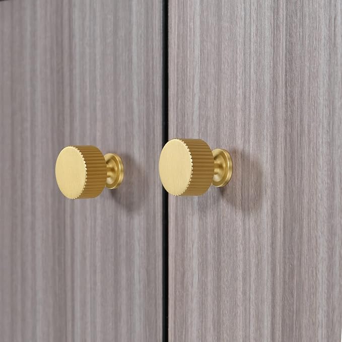 SALISENG- 5 Pack Solid Brass Kitchen Cabinet Knobs, Matt Gold Drawer Pulls - Image 4