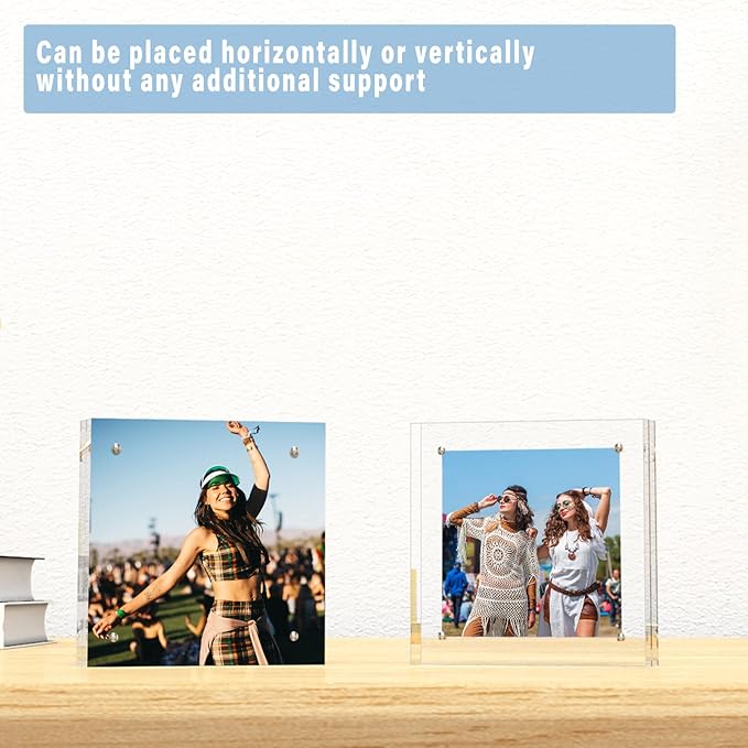 HELPLEX 5 Pack 5x5 Acrylic Picture Frames, 20mm Thicker Frameless Clear Frame - Image 6