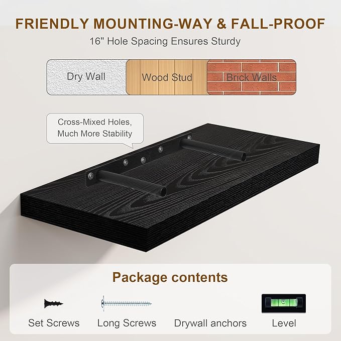 30 Inch Floating Shelves, Rustic Floating Wall Shelves 8 Inch Deep, 30 x 8 - Image 7