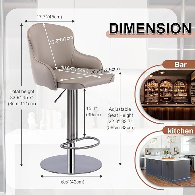 Black Titanium Stainless Steel Bar Stools, Grade Modern Leather Bar Chair - Image 2