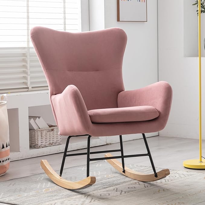 Phoenix Home Rocking Chair Nursery Velvet Upholstered Glider Rocker Rocking by Unknown