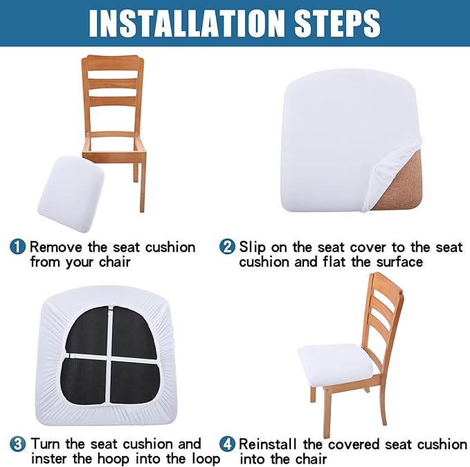 Smiry Velvet Seat Covers for Dining Room Chair Set of 4, Stretch Fit Removable - Image 7