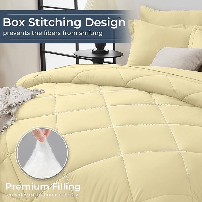HEVUMYI Cream Yellow King Comforter Set - Image 4