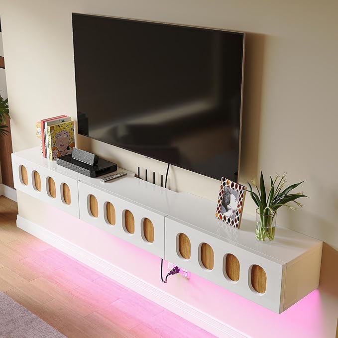 Floaticase Fully Assembled Floating TV Stand, 47IN High Gloss Wall Mounted - Image 4