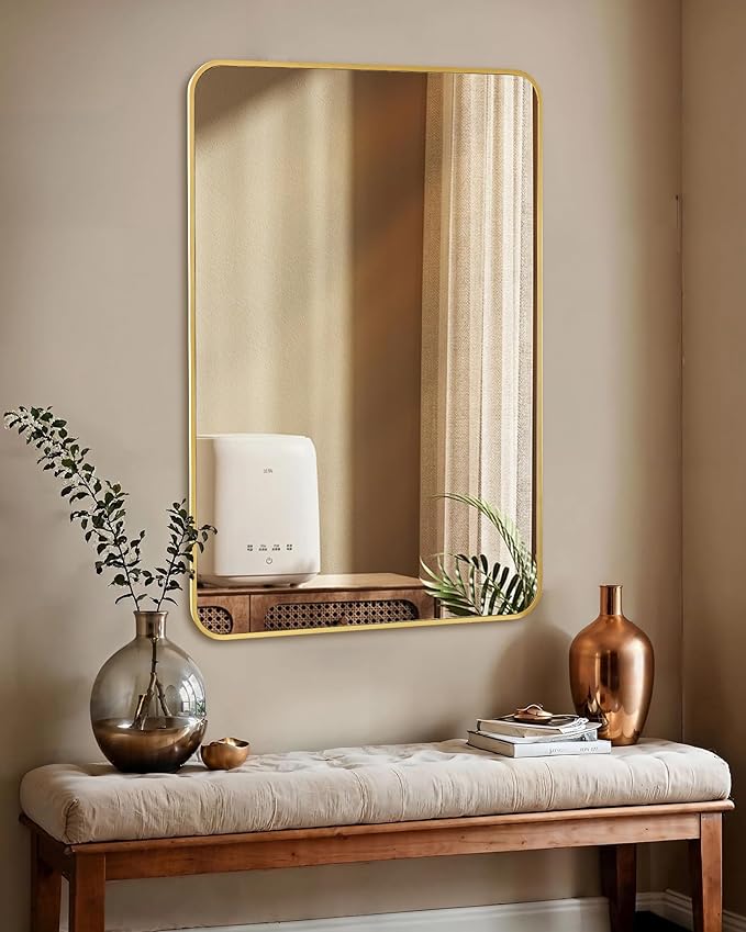 Black Bathroom Mirror, Rectangle 24 x 36 Inch Vanity Wall Mirror, Modern Mirror - Image 4