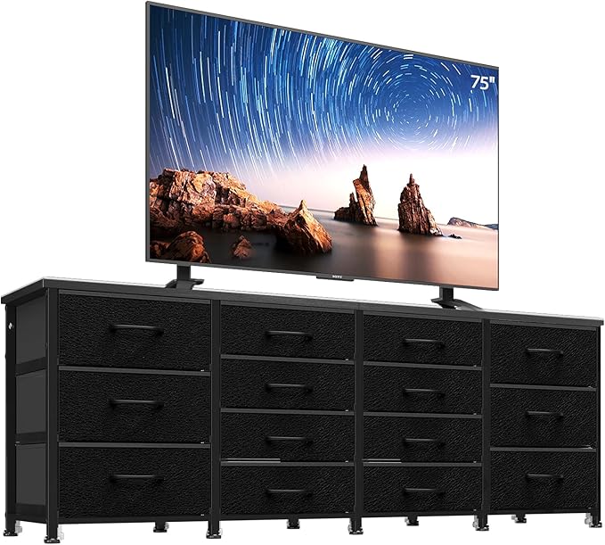 63 Inch TV Stand Dresser for Bedroom, Long Black Dresser - Image 9