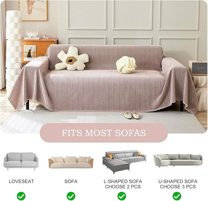 STACYPIK Stylish Cozy Pink Sofa Cover - Image 5