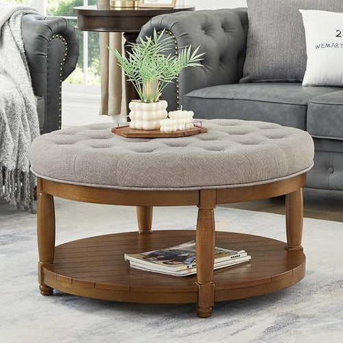 24KF Upholstered Round Coffee Table by WEMARTHOMEDECOR