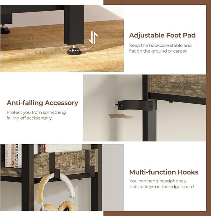 Rolanstar Bookshelf 5 Tiers, Triple Bookcase - Image 7
