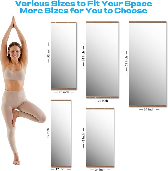Hasipu 3Pcs 48''x24'' Home Gym Mirror Large Full Length Wall Mounted Full Body - Image 7