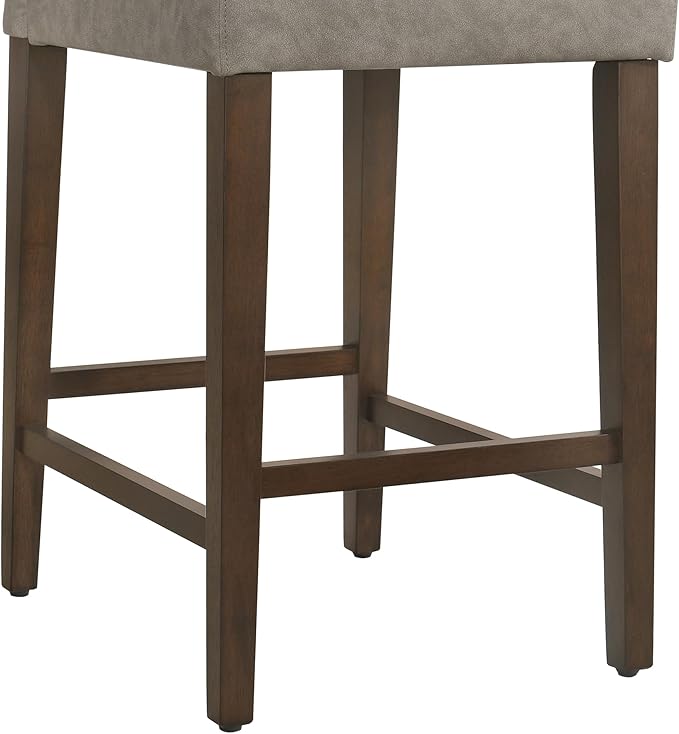CHITA Counter Height Bar Stools Set of 3, PU Leather in Stone Grey - Image 7
