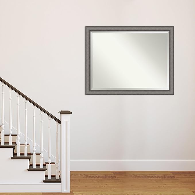 Amanti Art Grey Wall Mirror 35x45 Burnished Concrete Rectangle Bathroom Mirror - Image 6