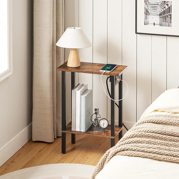 HOOBRO Small End Table with Charging Station, Narrow Side Table with USB Port - Image 4