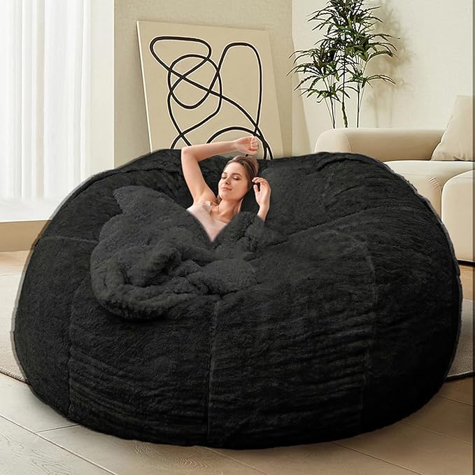 Bean Bag Chair for Adults Kids Without Filling Comfy Fluffy Giant Round Beanbag by FunnyFurnitureforYourHous