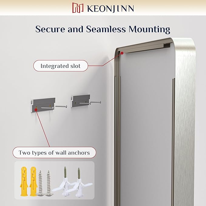 Keonjinn 42 x 20 Inch Brushed Nickel Bathroom Mirrors - Image 5