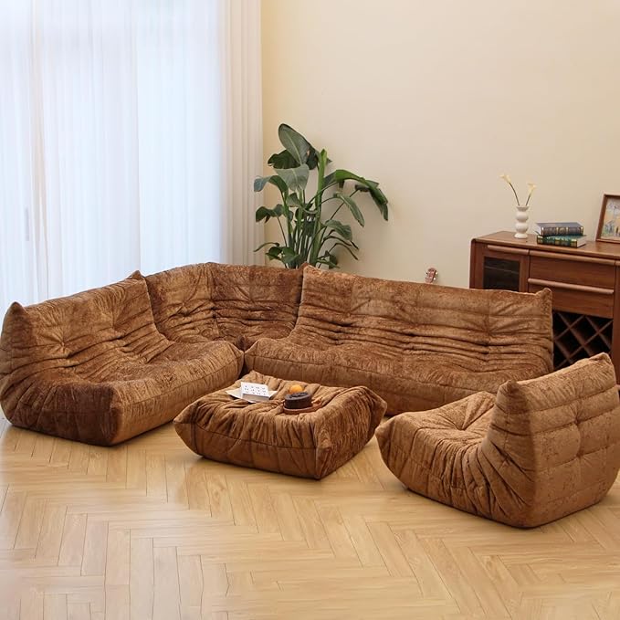 N&V Soft Premium Chenille Floor Lounge Chair, Mid Century Armless Floor Sofa - Image 4
