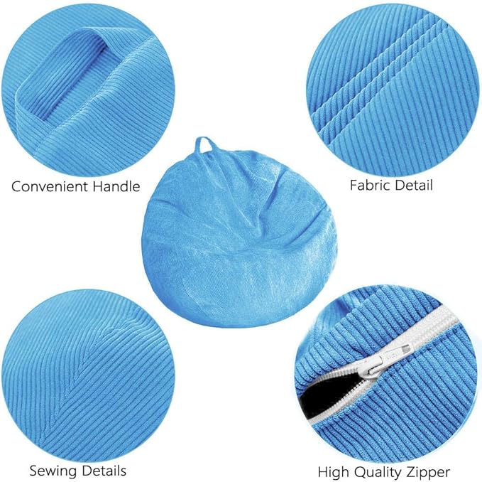 Kisoy Bean Bag Chair Cover Stuffed Animal Storage Bean Bag Cover Pets Dogs/Cats - Image 3