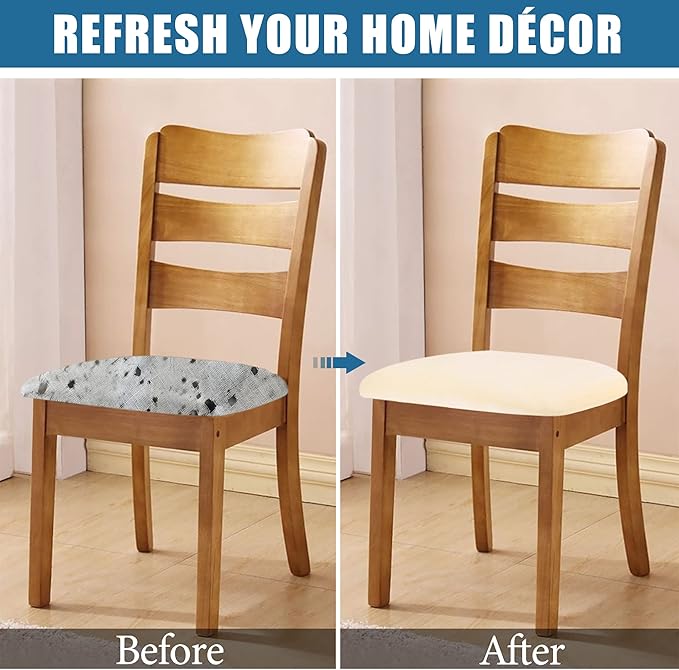Smiry Velvet Seat Covers for Dining Room Chair Set of 2, Stretch Fit Removable - Image 5