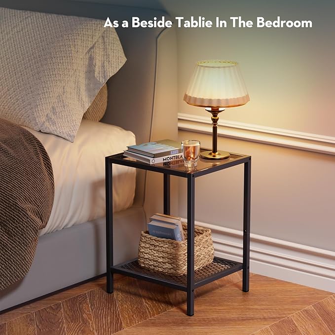 SAYGOER Small Side Table Glass End Table - Image 6