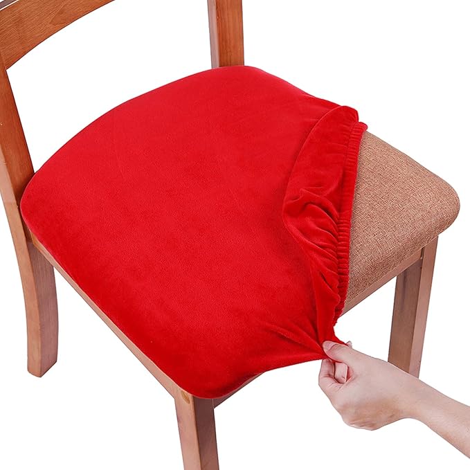 Smiry Velvet Seat Covers for Dining Room Chair Set of 6, Stretch Fit Removable by Smiry