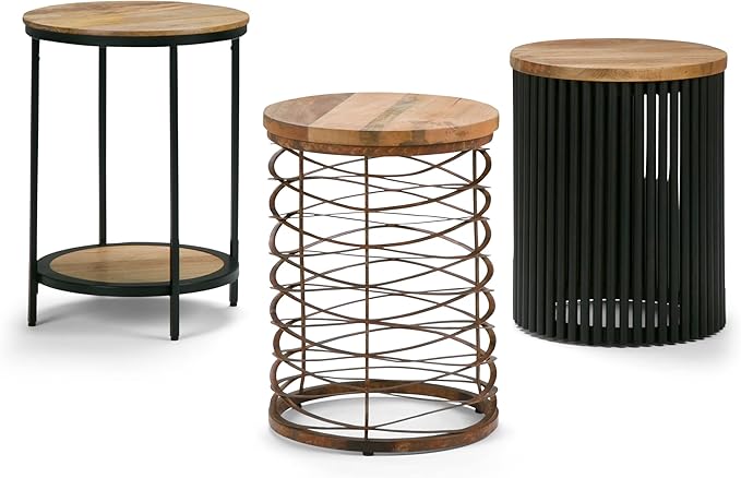 SIMPLIHOME Jenna Industrial 18 inch Wide Metal Round Accent Side Table in - Image 11