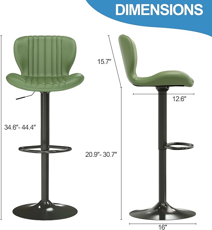 Shintenchi Bar Stools Set of 6 Modern Swivel Bar Chairs, Counter Height Faux - Image 2