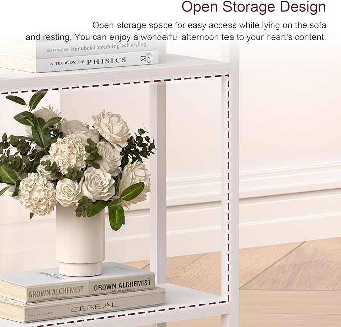 Narrow Side Table for Small Space Set of 2, 3-Tier Small End Table - Image 8