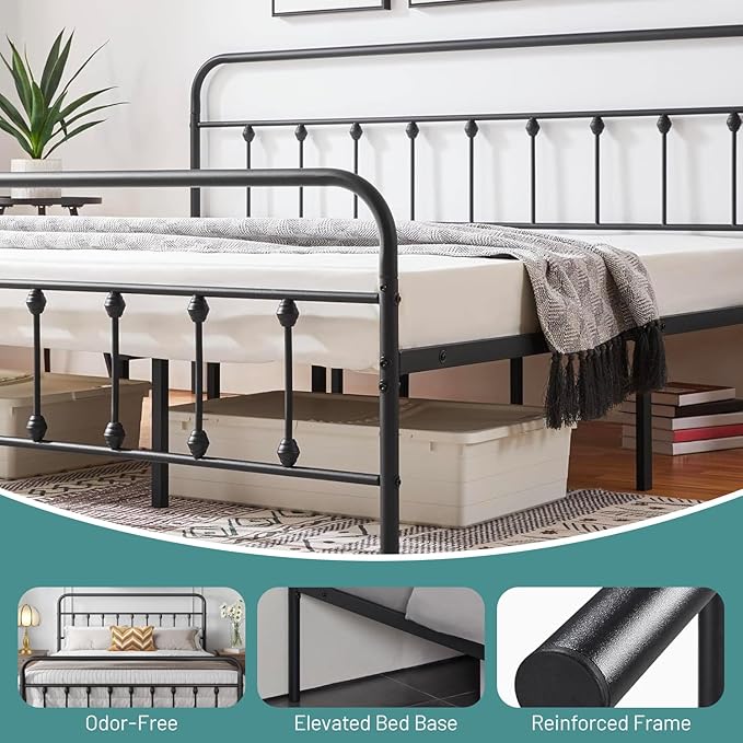 Queen Bed Frame-Classic Metal Platform Bed Frame Mattress Foundation - Image 5