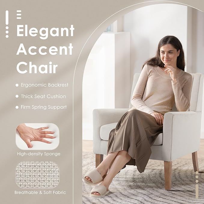 COLAMY Modern Wingback Living Room Chair Set of 2, Upholstered Fabric Accent - Image 4