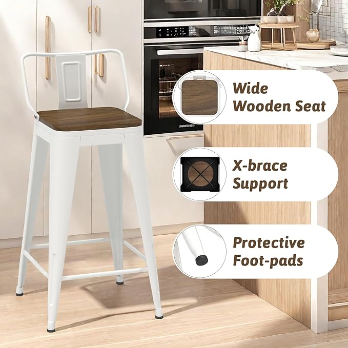 26 Inch Swivel Bar Stools Set of 4, Counter Height Bar Stools - Image 5
