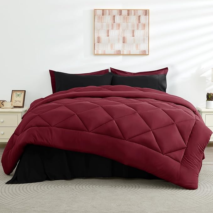 HEVUMYI Red & Black Twin Comforter Set - Image 7